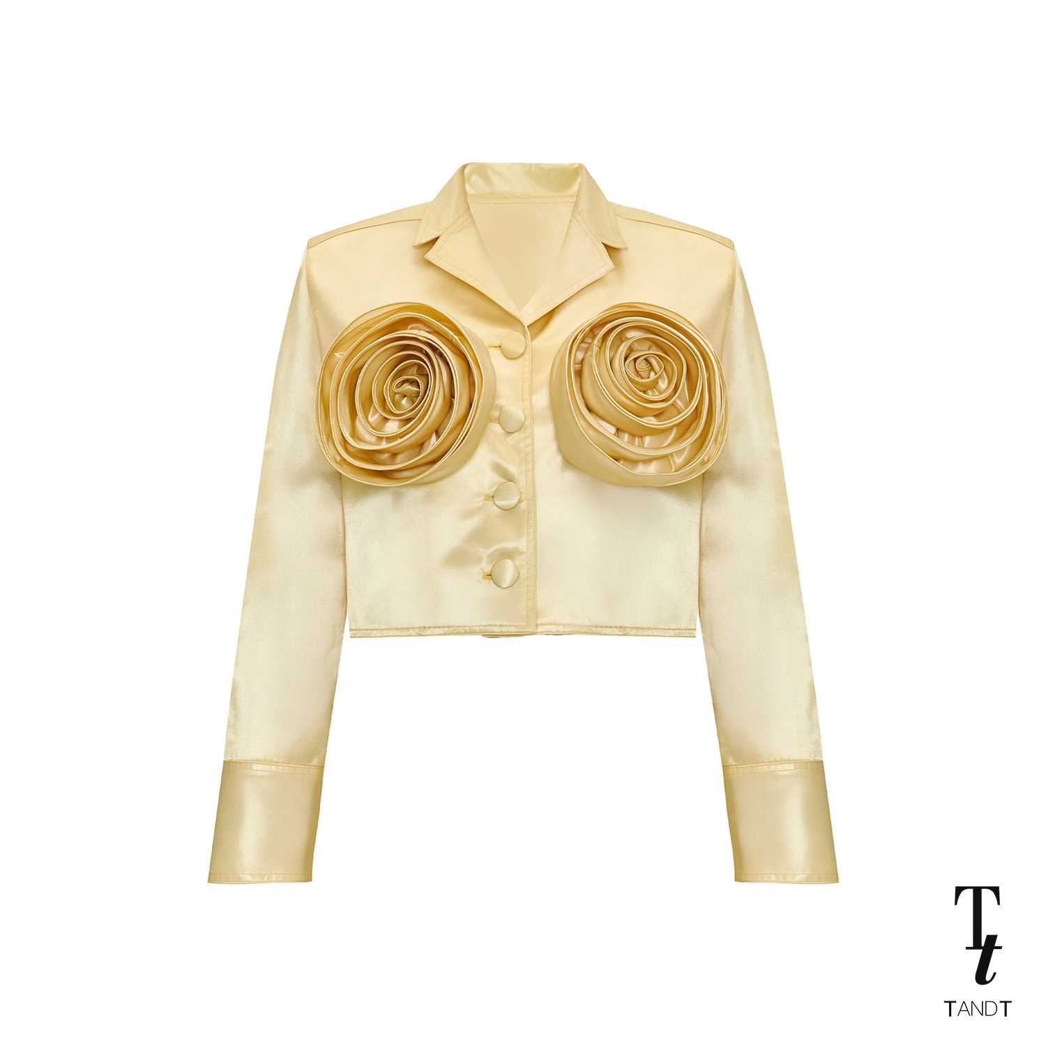 TandT - ROSABELLA JACKET - ROSES HAND-CRAFTED CLOSURE SATIN JACKET