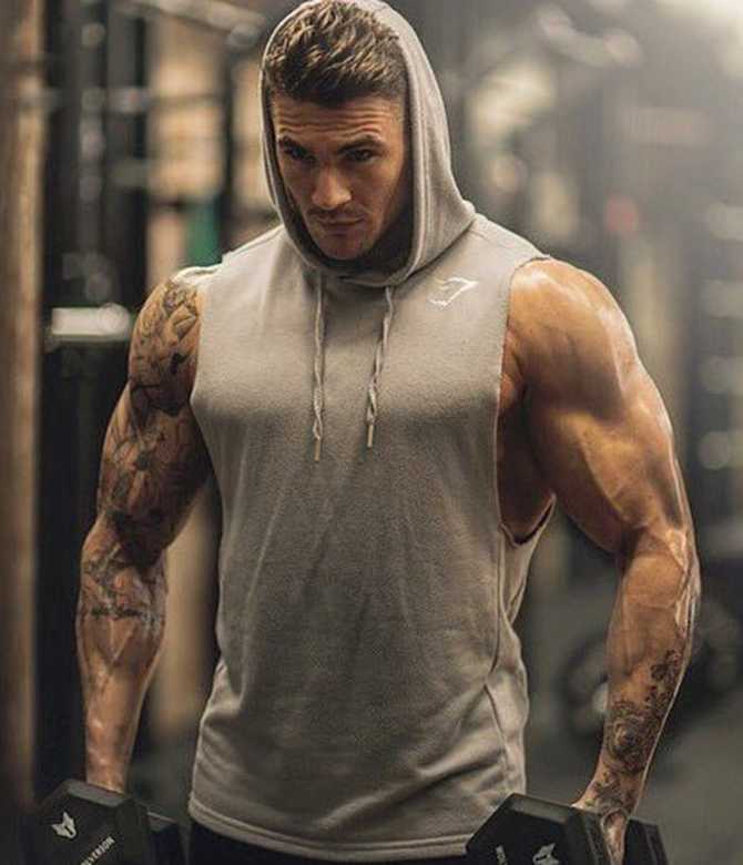 ฮู้ดแขนกุด GYMSHARK #1 / ผ้าคอตตอน ผ้านิ่มใส่สบาย ไม่อมเหงื่อ ระบายอากาศได้ดี