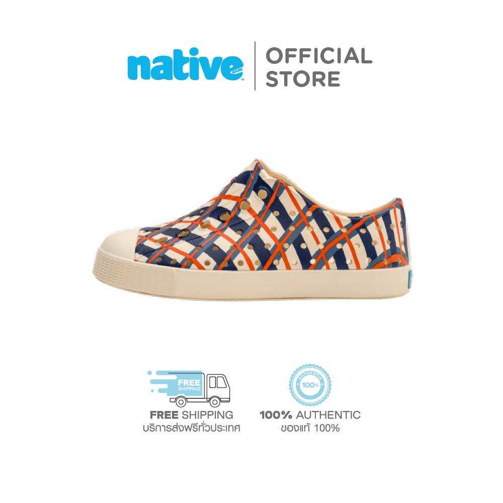 Native รองเท้ากันน้ำเด็กเล็ก EVA รุ่น Jefferson Print Bone White / Bone White / Regatta Check