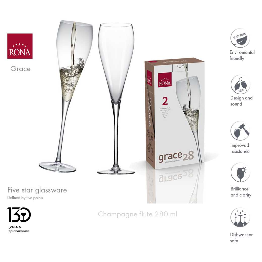 แก้วแชมเปญ Rona Grace 280 ml (1 ใบ)
