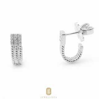 Jewellista ต่างหู Erica เงินแท้  ประดับพลอย ชุบ Rhodium, 14K Yellow gold , Rose gold