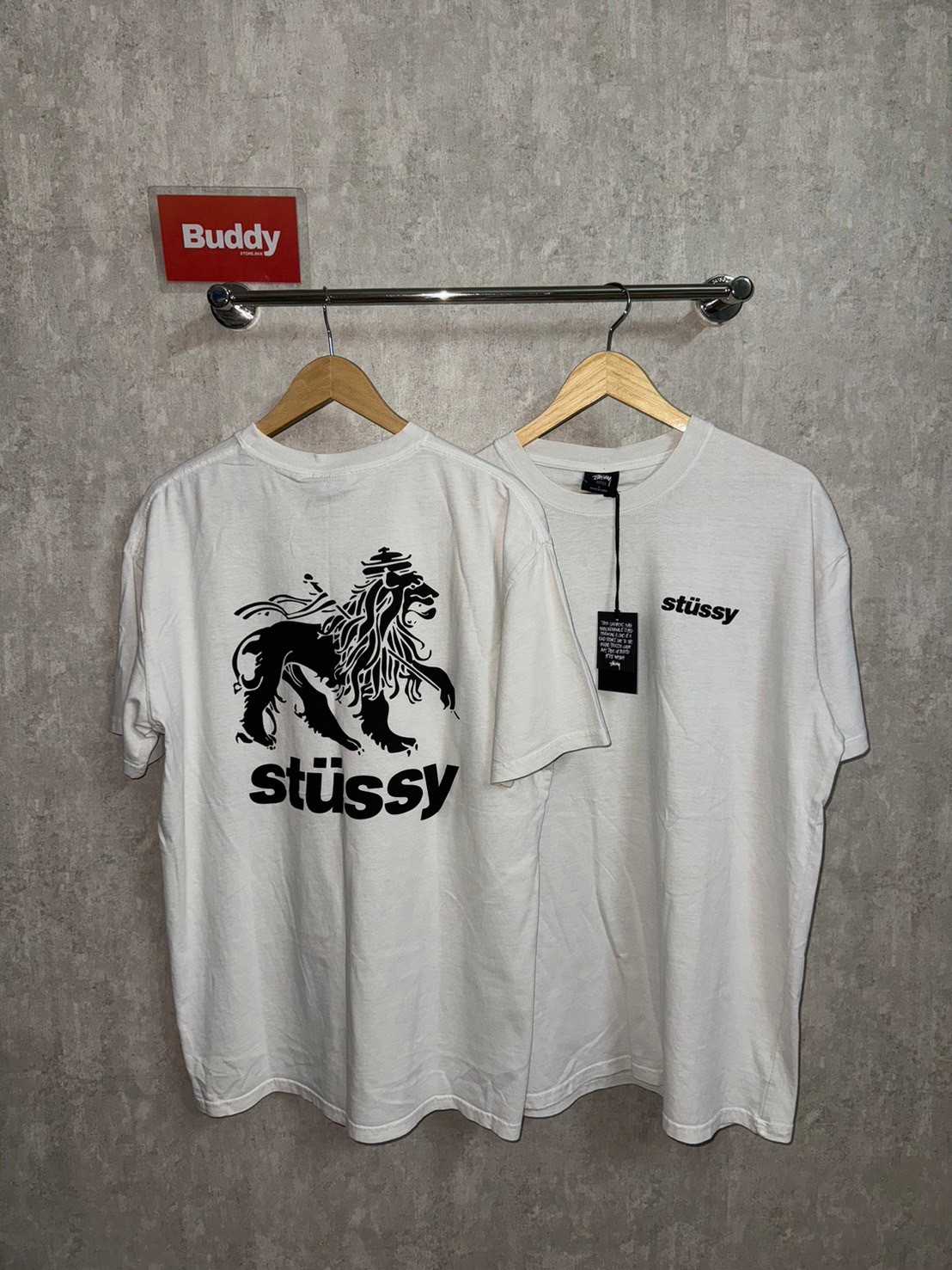 Stussy Au Italic Lion LCB T Shirt (Pigment Black/Pigment Washed White)