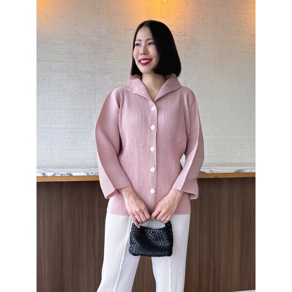 2MUAY รุ่น GA67805 เสื้ออัดพลีท THICK LONG SLEEVE BUTTON FRONT PLEATED TOP 6 สี FREE SIZE