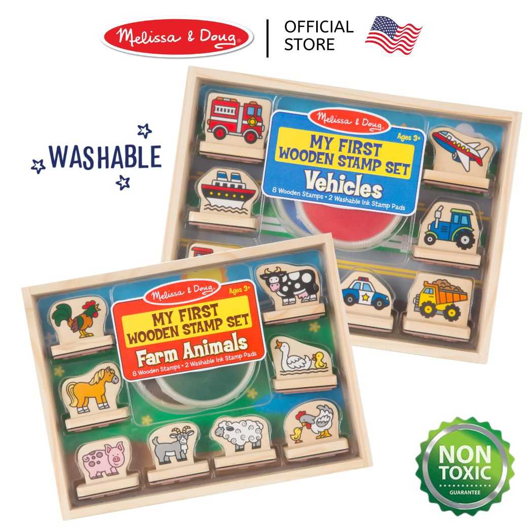 (ของแท้ USA) ชุดแสตมป์ non-toxic ล้างออกได้ รถ Washable Stamp Set Melissa & Doug ตัวปั๊ม 2391