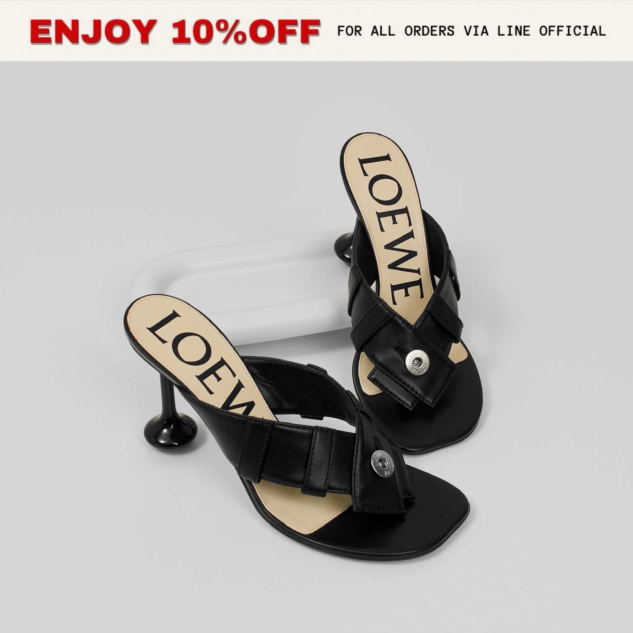📍LIKE NEW📍LOEWE Toy Panta Leather Sandals สี Black | Shoes