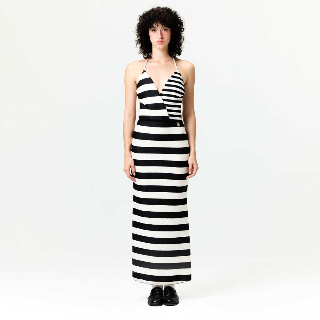 BLACKDOG BKK - SS2533 - Marine dress - เดรสผ้าลายทางมีซิบข้าง