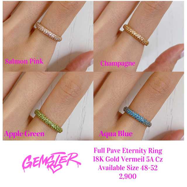 [พร้อมส่ง-Sample sale] Full Pave Eternity Ring (4 Colors)