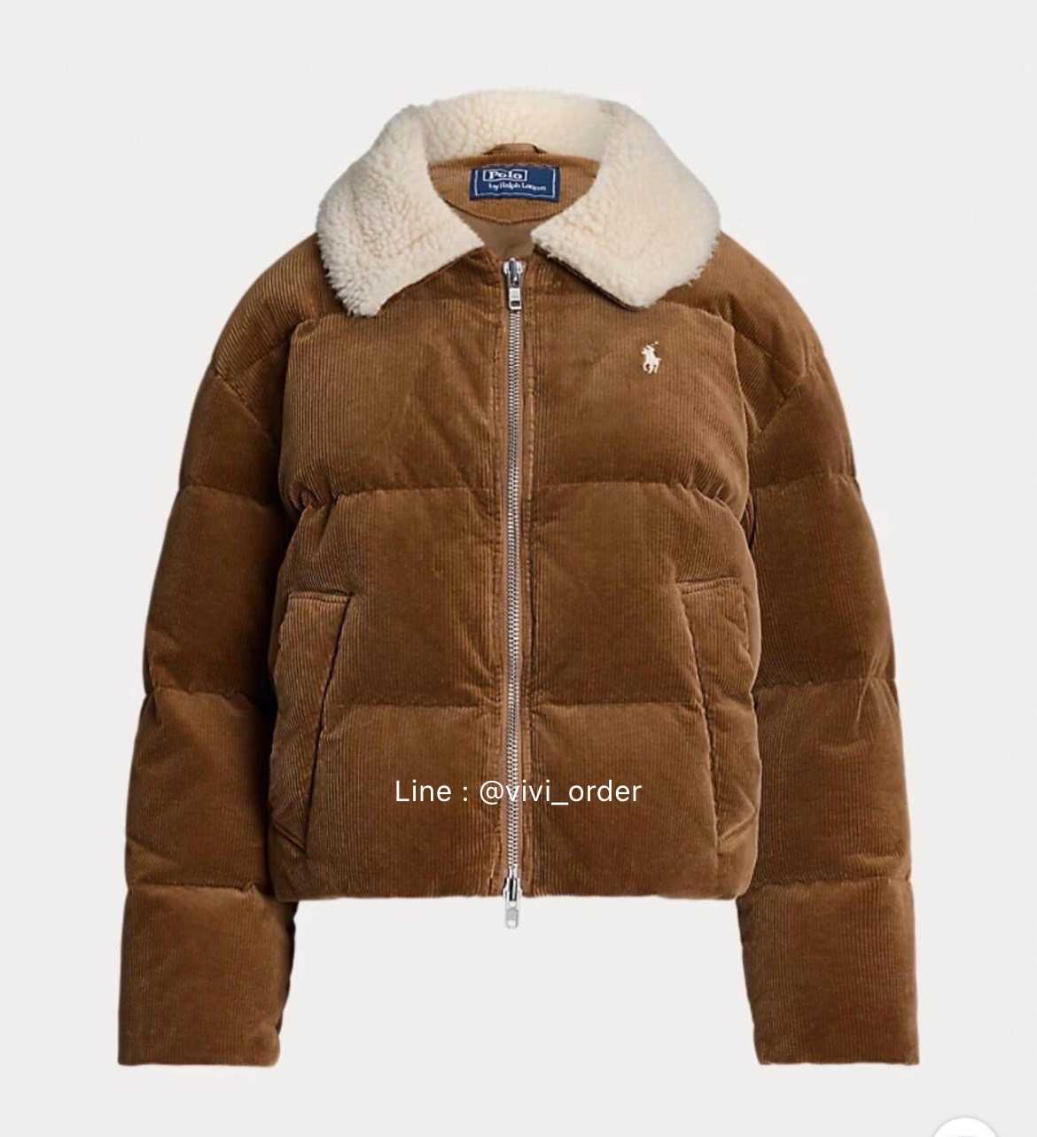 RALPH LAUREN CORDUROY FUR COLLAR DOWN JACKET 