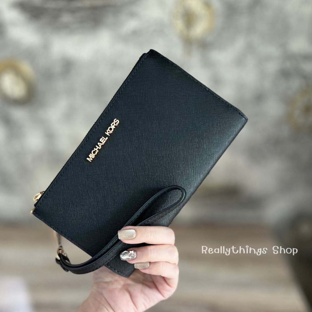 {แท้💯%📮พร้อมส่ง+ส่งฟรี} กระเป๋าคล้องมือ Michael Kors Double Zip Wristlet