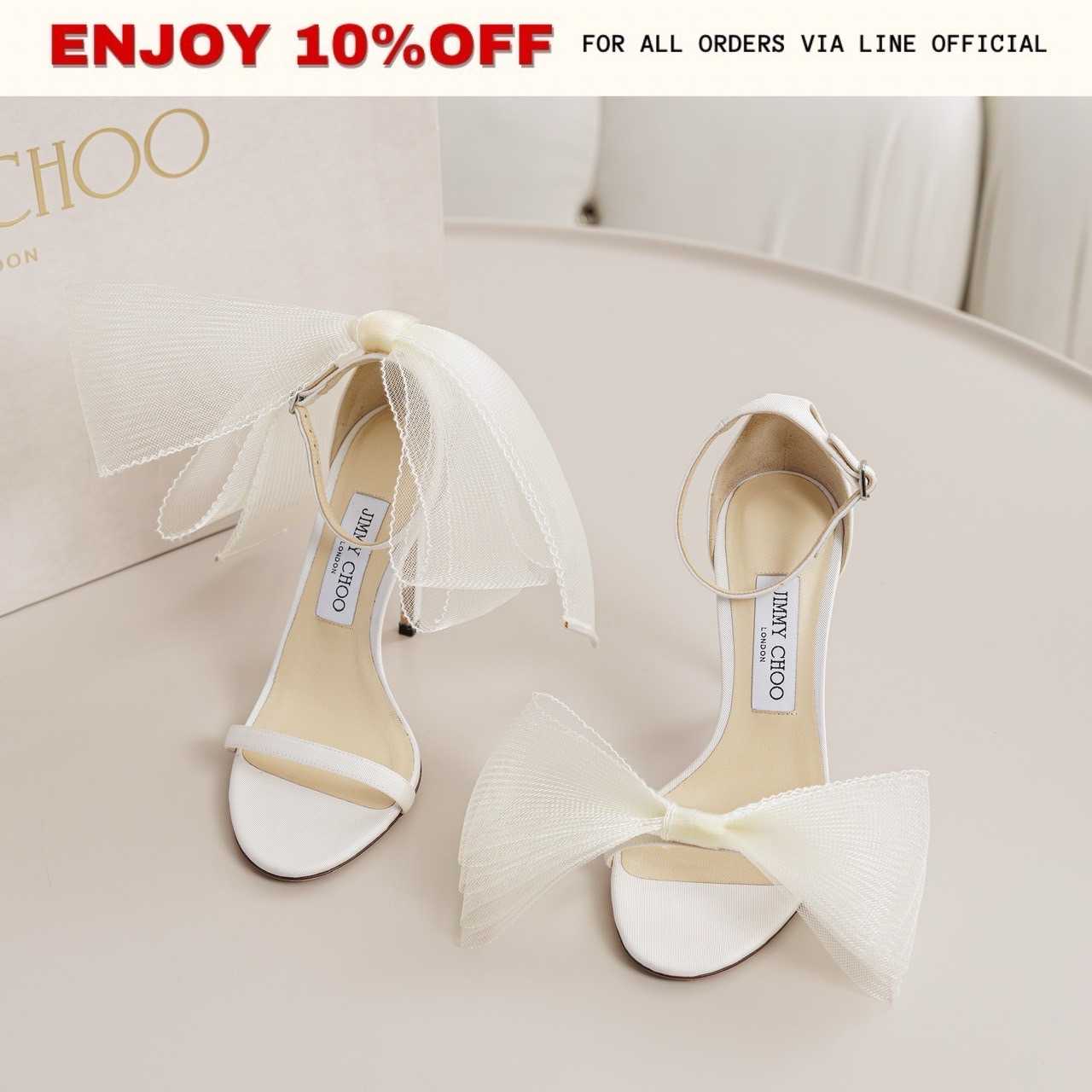 📍LIKE NEW📍JIMMY CHOO Avaline 100 สี White Mesh | Shoes