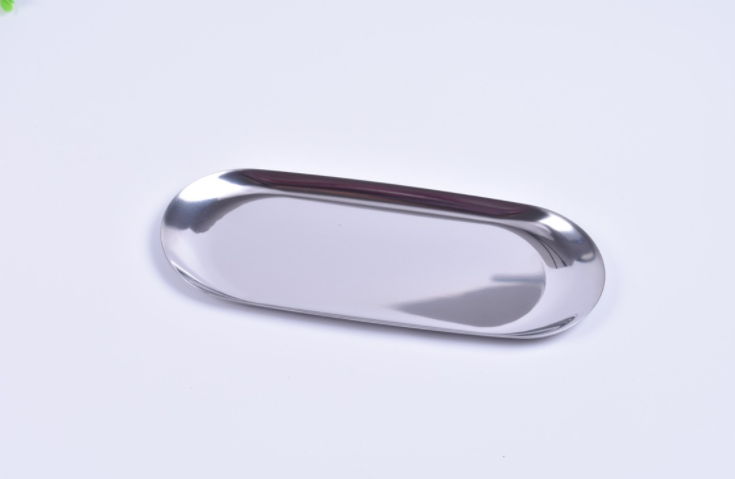 ถาดสแตนเลส สีเงิน|Oval stainless steel tray|ถาดใส่เงินทอน|ถาดใส่เครื่องประดับ|ใส่อาหารได้