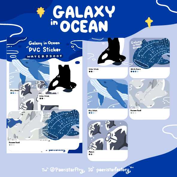 Clear PVC Sticker - Galaxy in Ocean Set