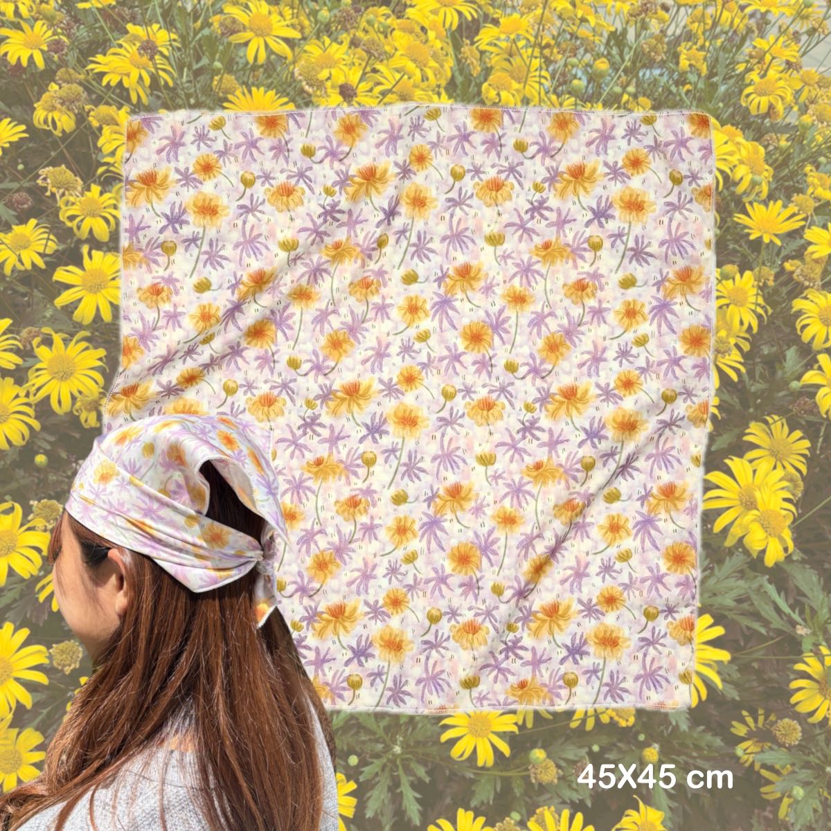 Scarf your flower - silk satin fabric 45x45 cm
