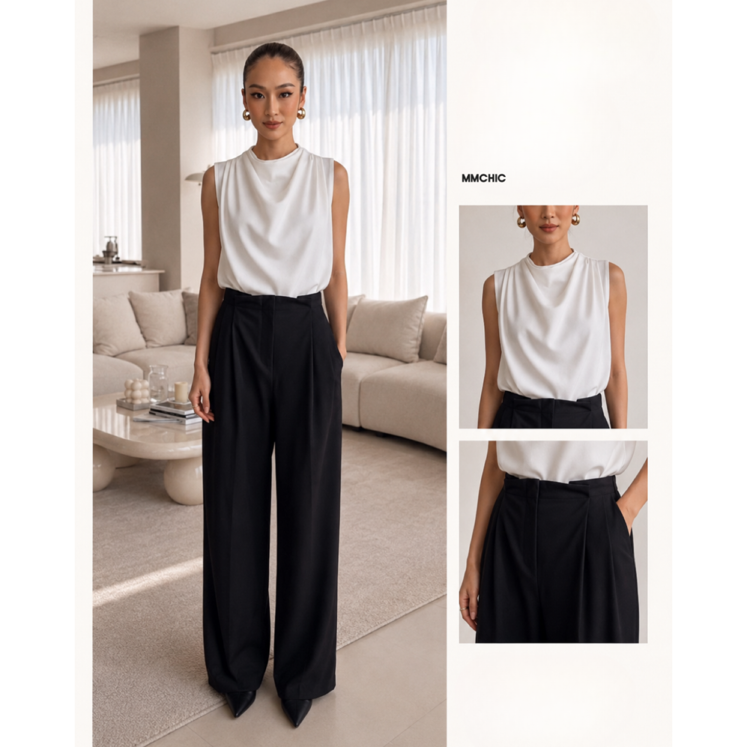 HIGH NECK DRAPE TOP