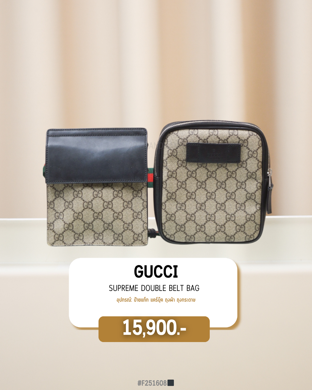 Gucci      Supreme Double Belt Bag  (#F251608)