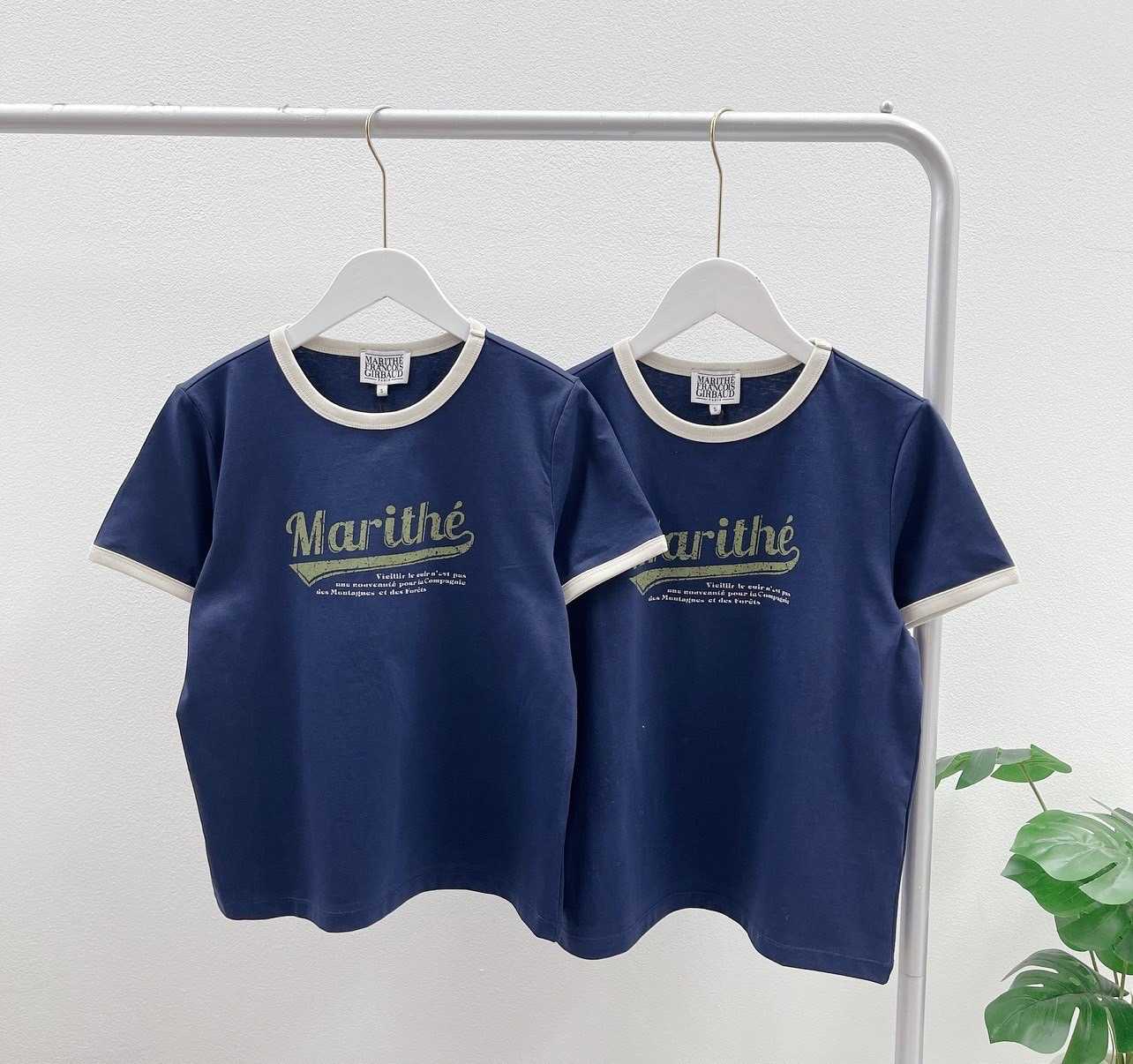 Marithe Vintage Baseball Ringer Tee (Navy) Women