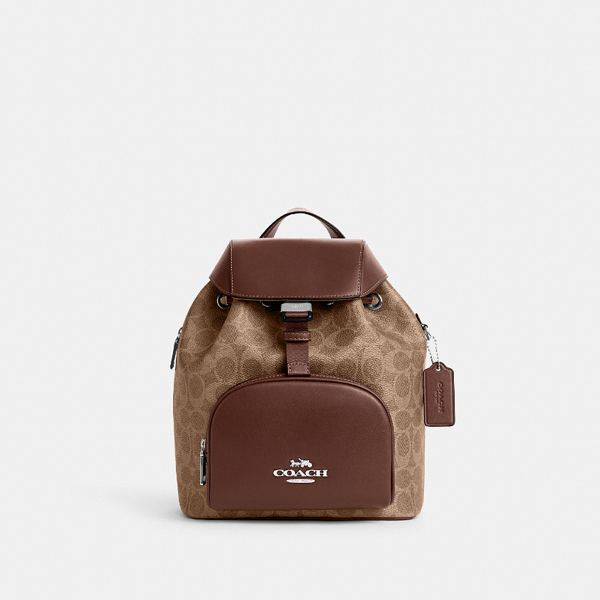 Coach CZ982 Pace Backpack In Signature Canvas (SVXHE) กระเป๋าเป้ผู้หญิง สี Sv/Tan/Brown