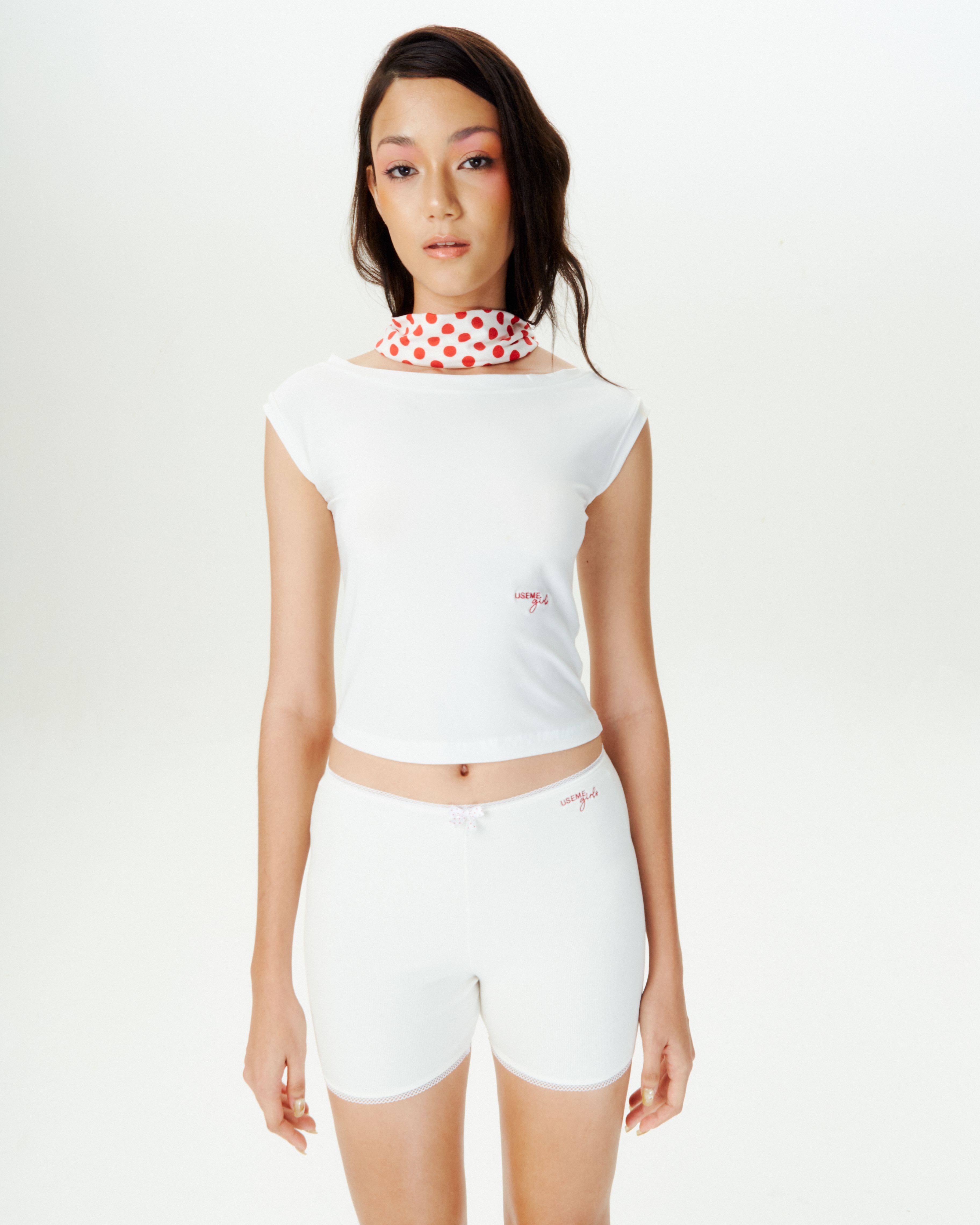 UMRGIRLS SPANDEX WHITE LADY TEE