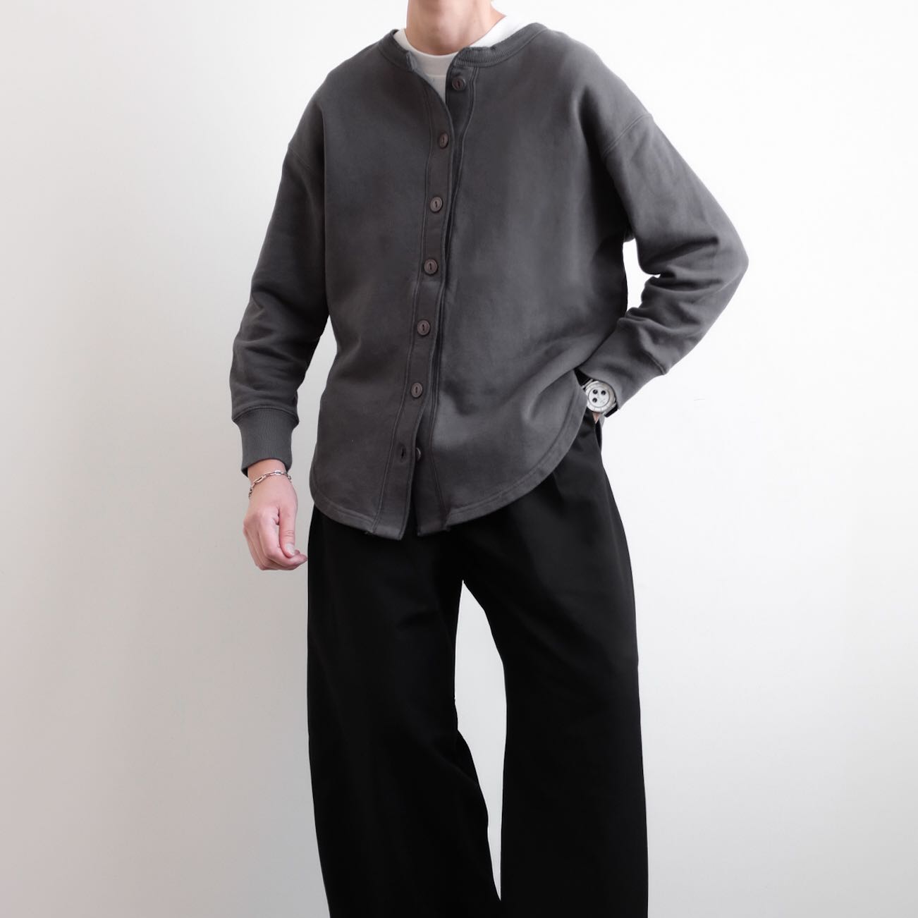 SEASON REASON • Cropped French Terry Cotton Slim Cardigan 