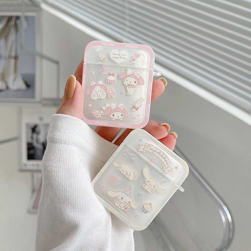 ♥ เคส Airpods : Cinnamon and Mymelody ยางสีขาวขุ่นลายชินนาม่อนและมายเมโลดี้