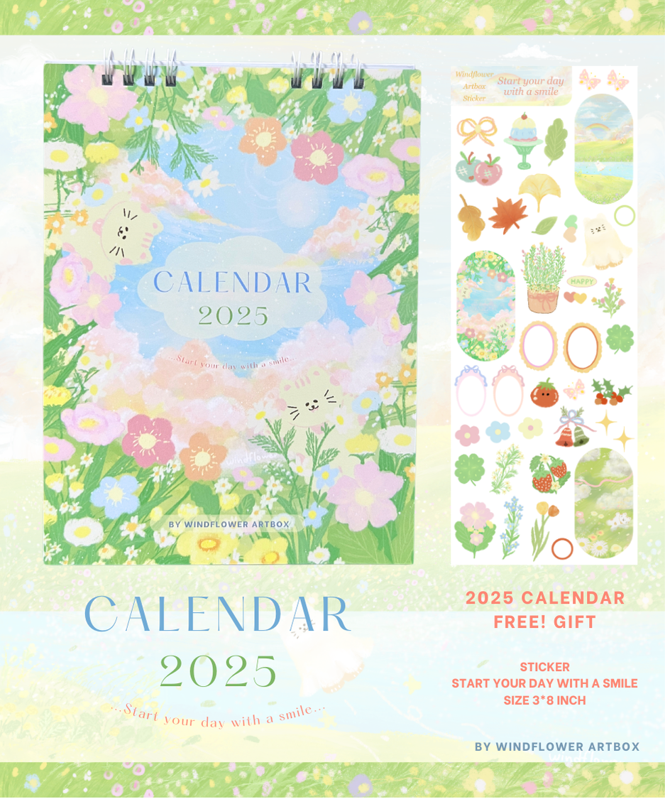 2025 Calendar ปฏิทิน ปี 2025 (แถมสติกเกอร์ทุกออเดอร์)