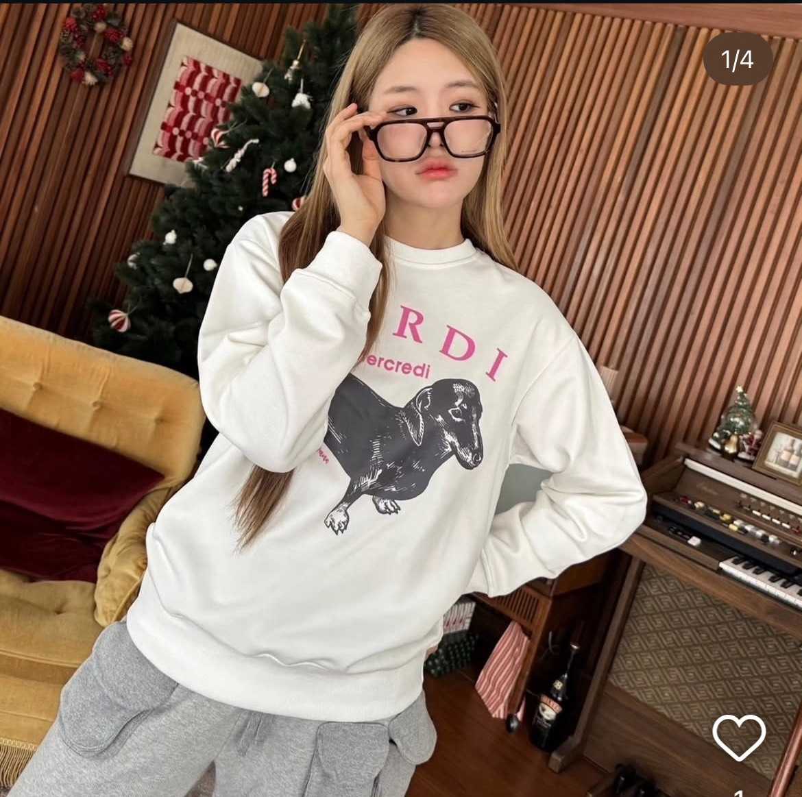 [อก 45] Mardi Sweatshirt Raglan DDdanji  เสื้อสเว็ตเตอร์ เสื้อแขนยาว ดอกไม้ หมาดันจิ