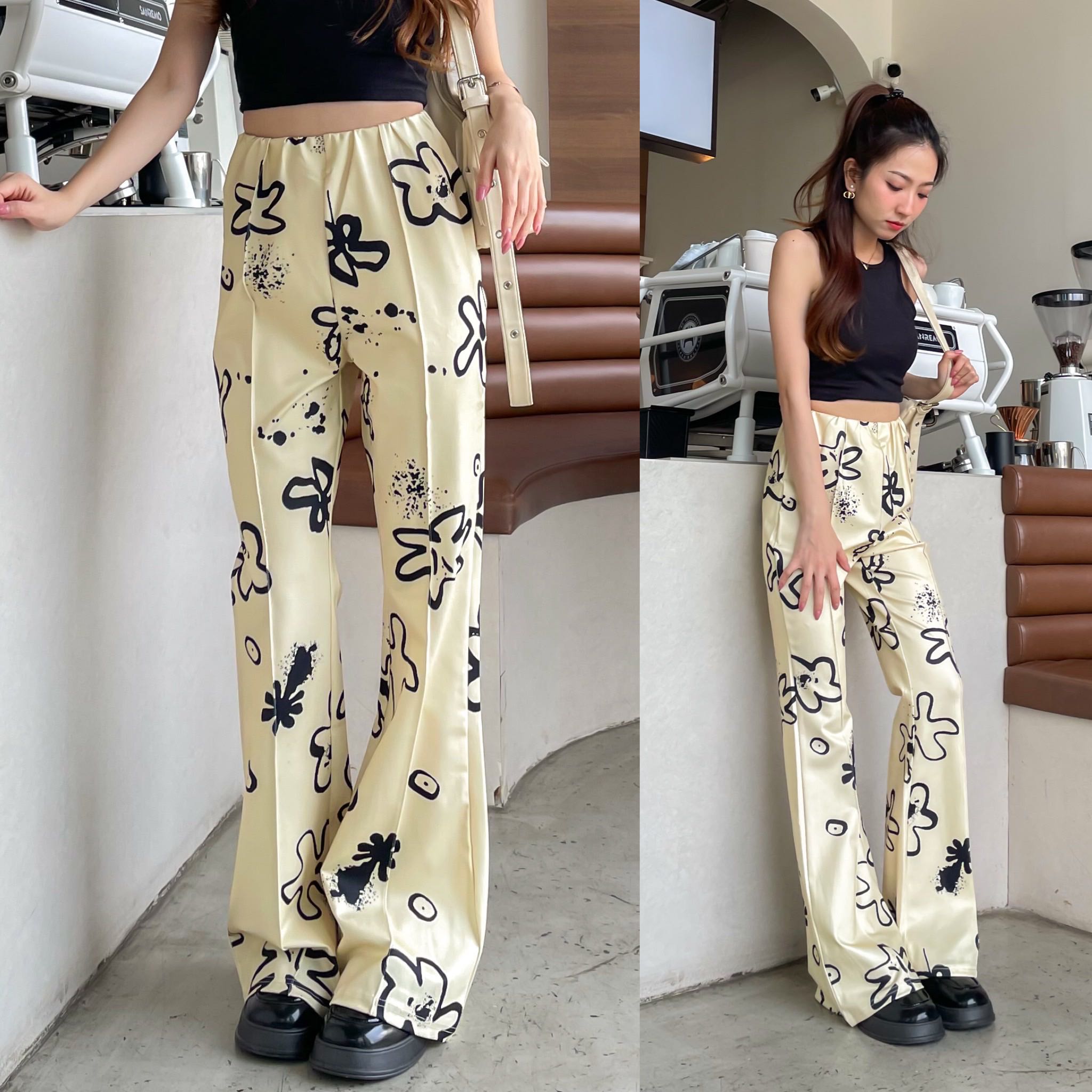 Flower  bell bottom -  กางเกงขากระดิ่งลายดอกไม้