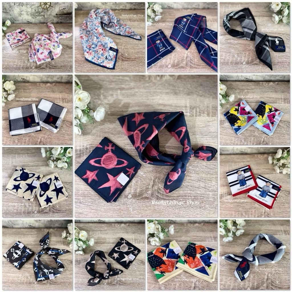 {แท้💯%📮พร้อมส่ง+ส่งฟรี} ผ้าเช็ดหน้า Vivienne Westwood / Polo Ralph Lauren