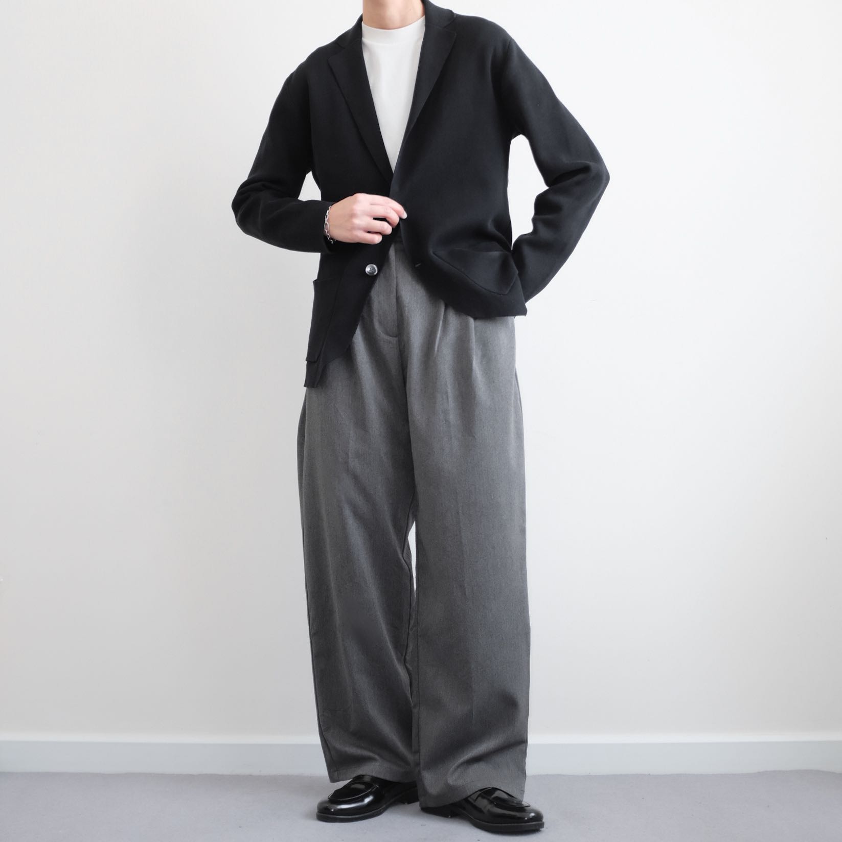 S-BIN • High Waist Cotton Straight Wide Legs Pants
