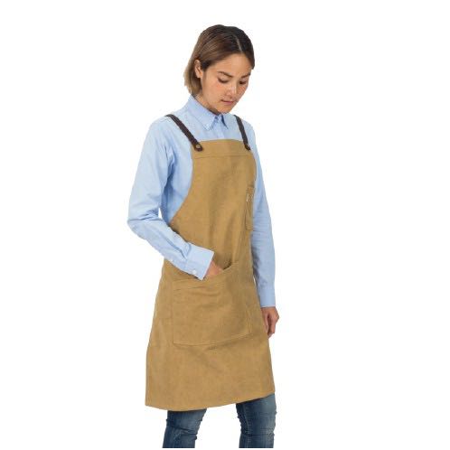 ผ้ากันเปื้อนสายไขว้หลังรุ่น 12C Cross Back Apron (น้ำตาลอ่อน, Latte Brown)