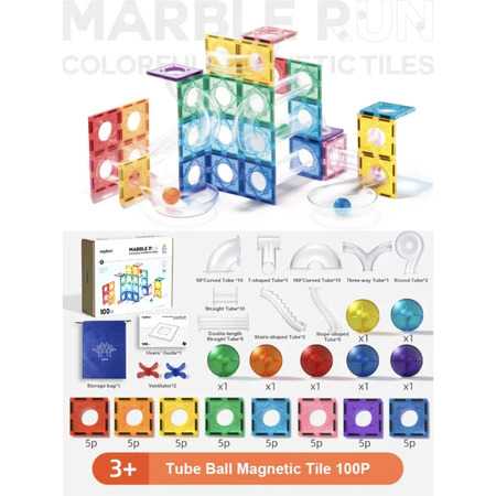 Mideer Colorful Magnetic Tiles - Marble run แม่เหล็กตัวต่อสีรุ้ง