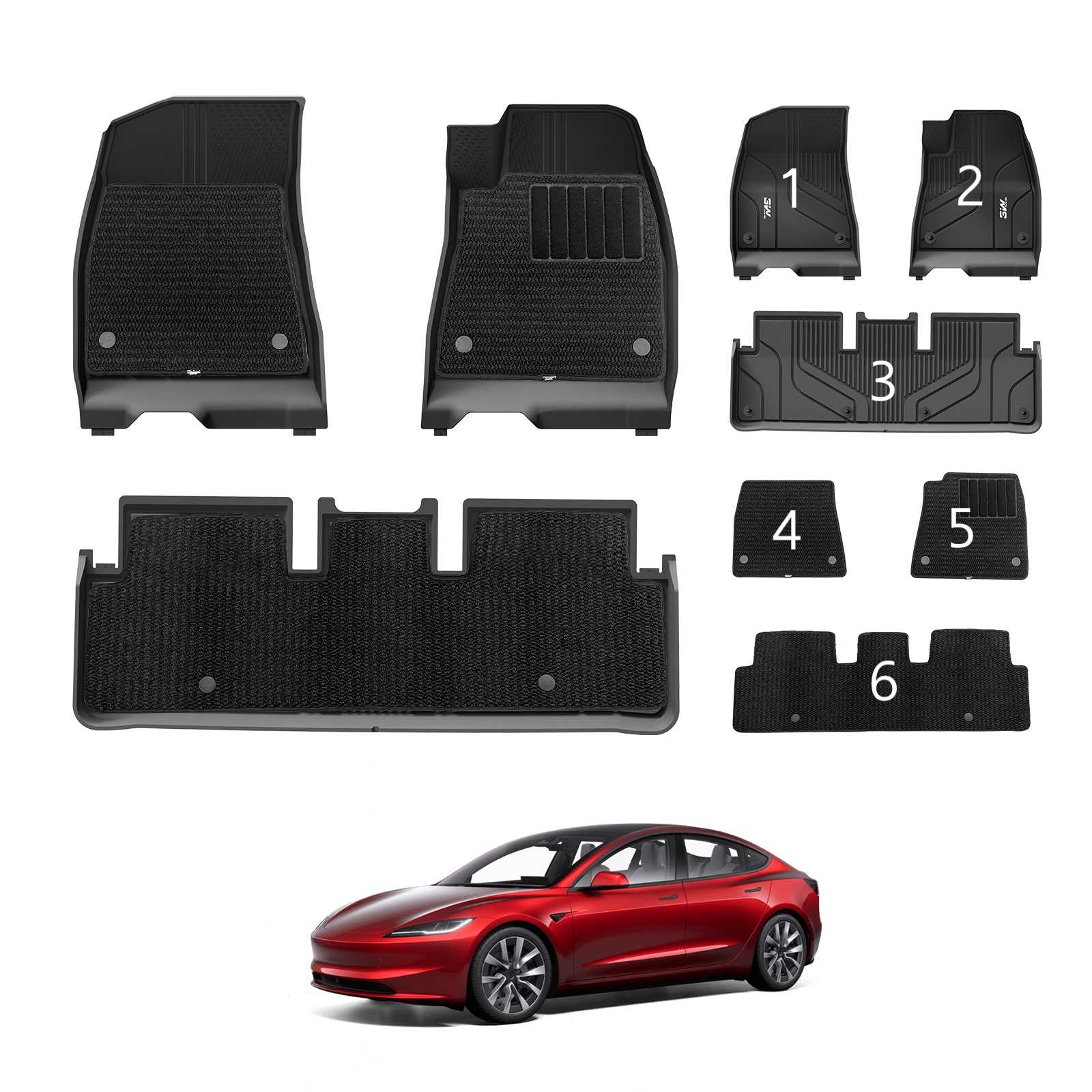 Model 3 HL car mat with Carpet : 6 ชิ้น