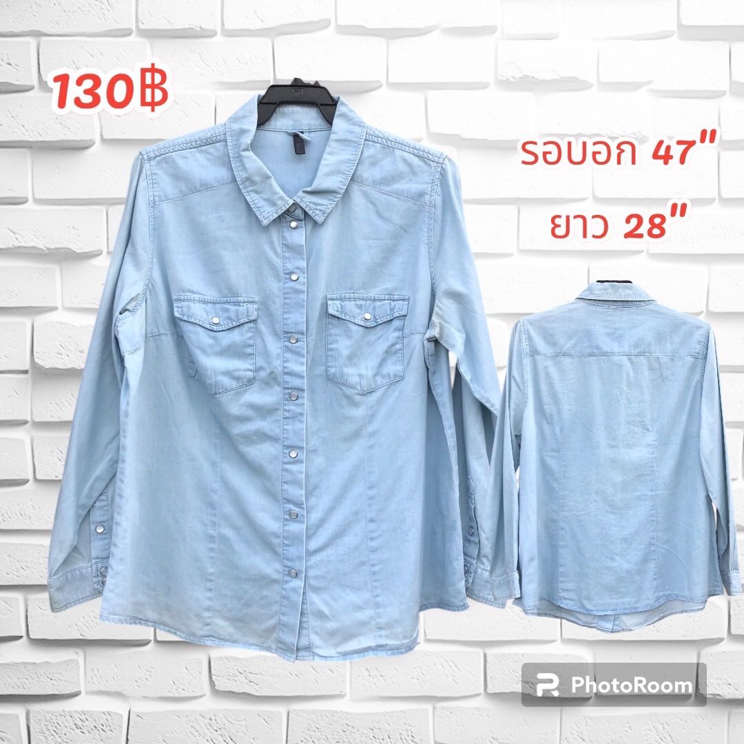 เสื้อยีนส์บางหญิง งานเนื้อผ้าใส่สบาย งานสีเฟดอ่อน งานห้างนอกมือ2 ราคาถูก