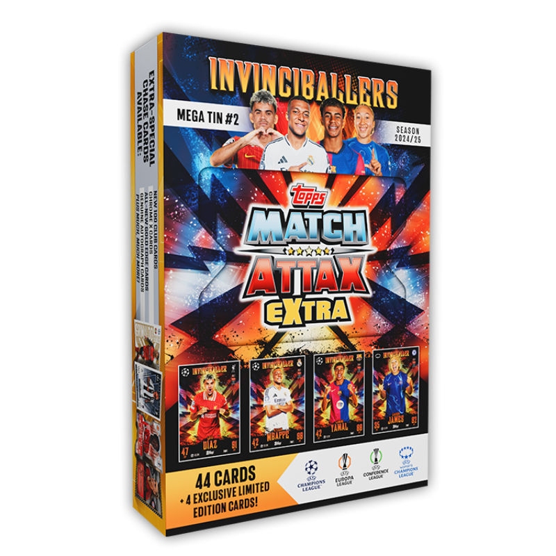 Match Attax UCC Extra 2025 Mega Tins #2 Invinciballers /  เมก้าทิน สีน้ำเงิน