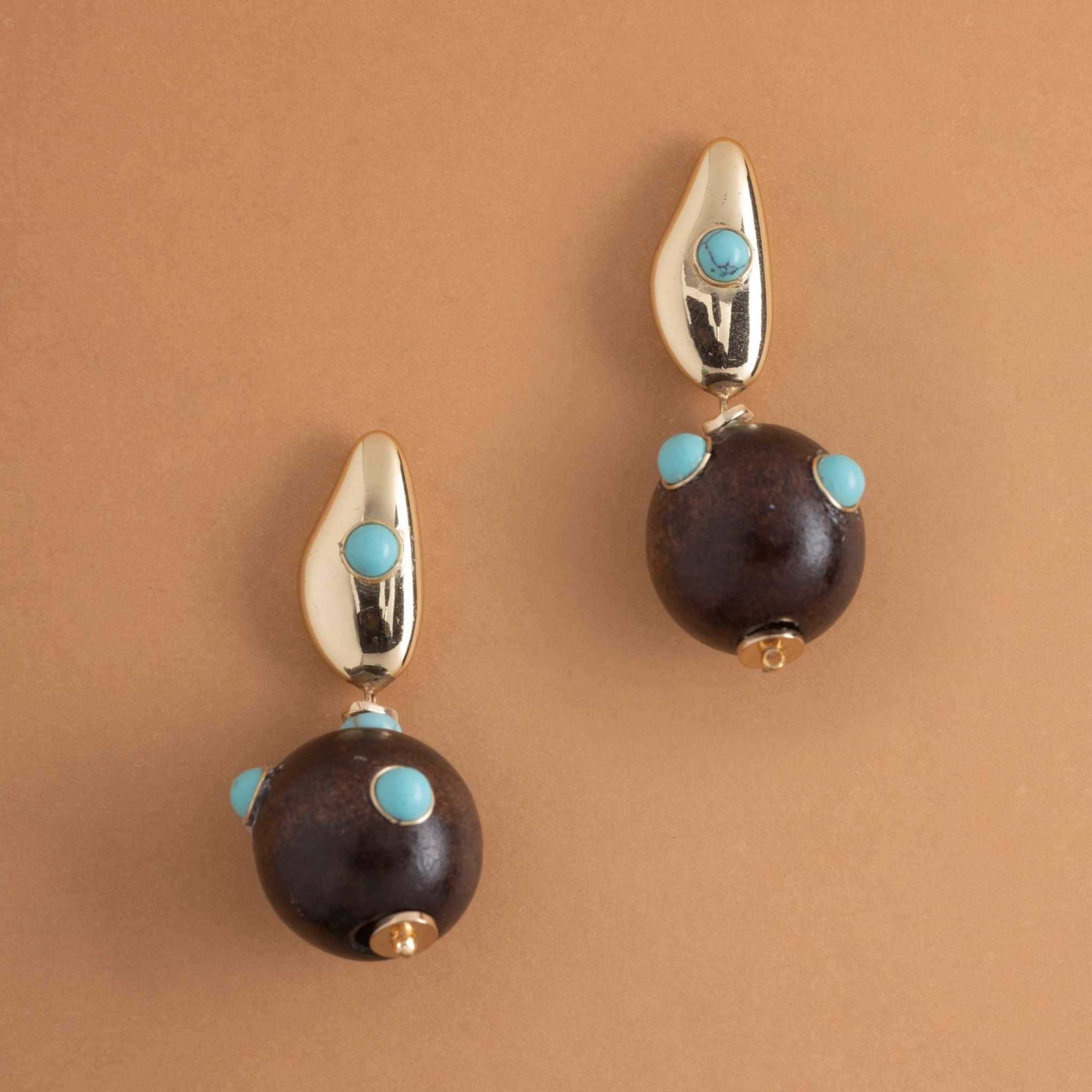 TURQUOISE BLACK BALL DROP EARRINGS