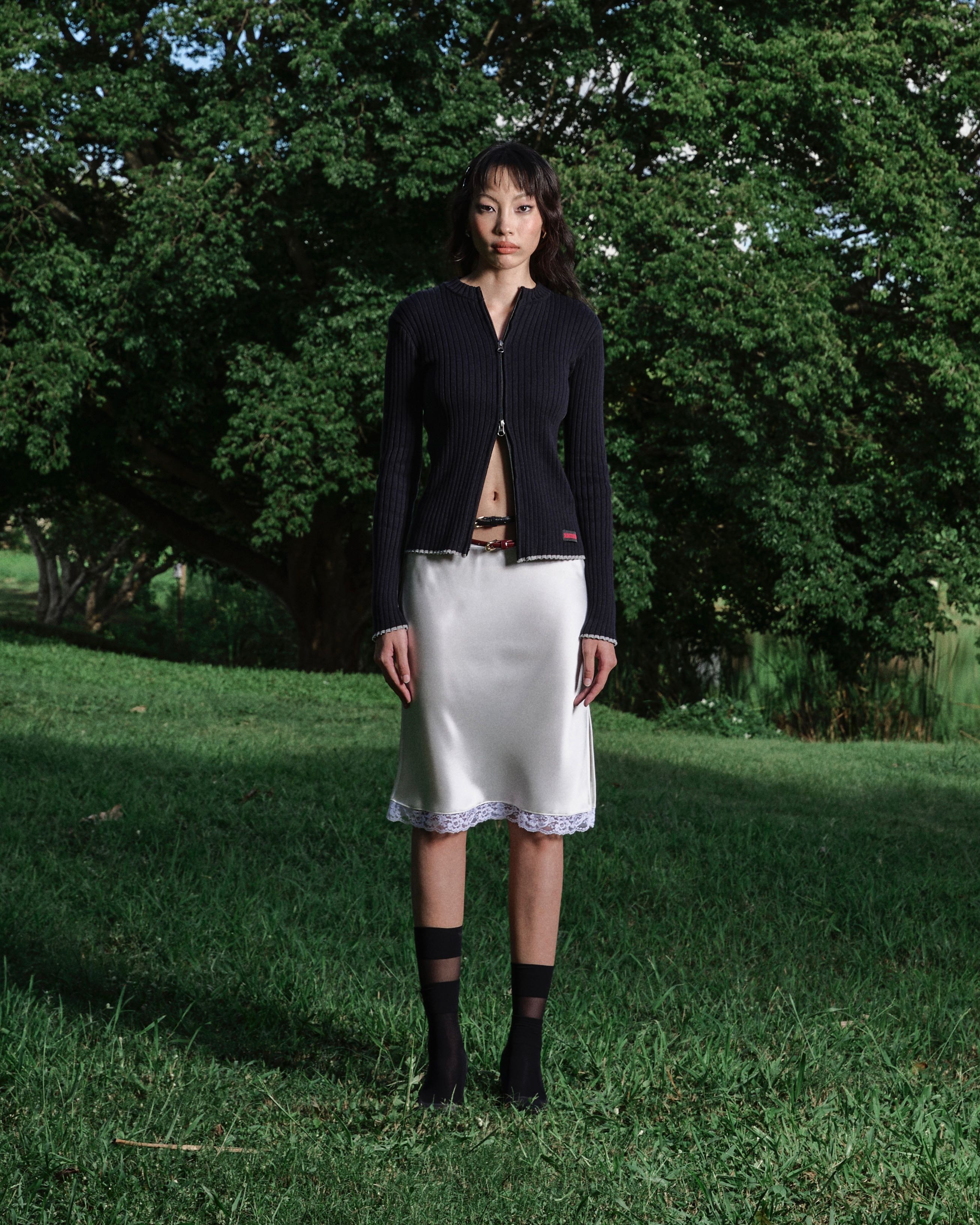 Heaven satin skirt in white