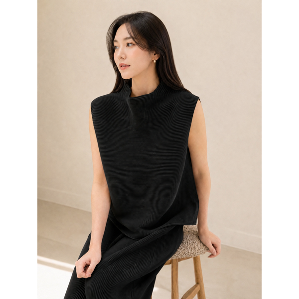 2MUAY รุ่น GJO26022 เสื้อผ้าหนาอัดพลีท THICK MOCK NECK PLEATED TOP 8สี FREE SIZE