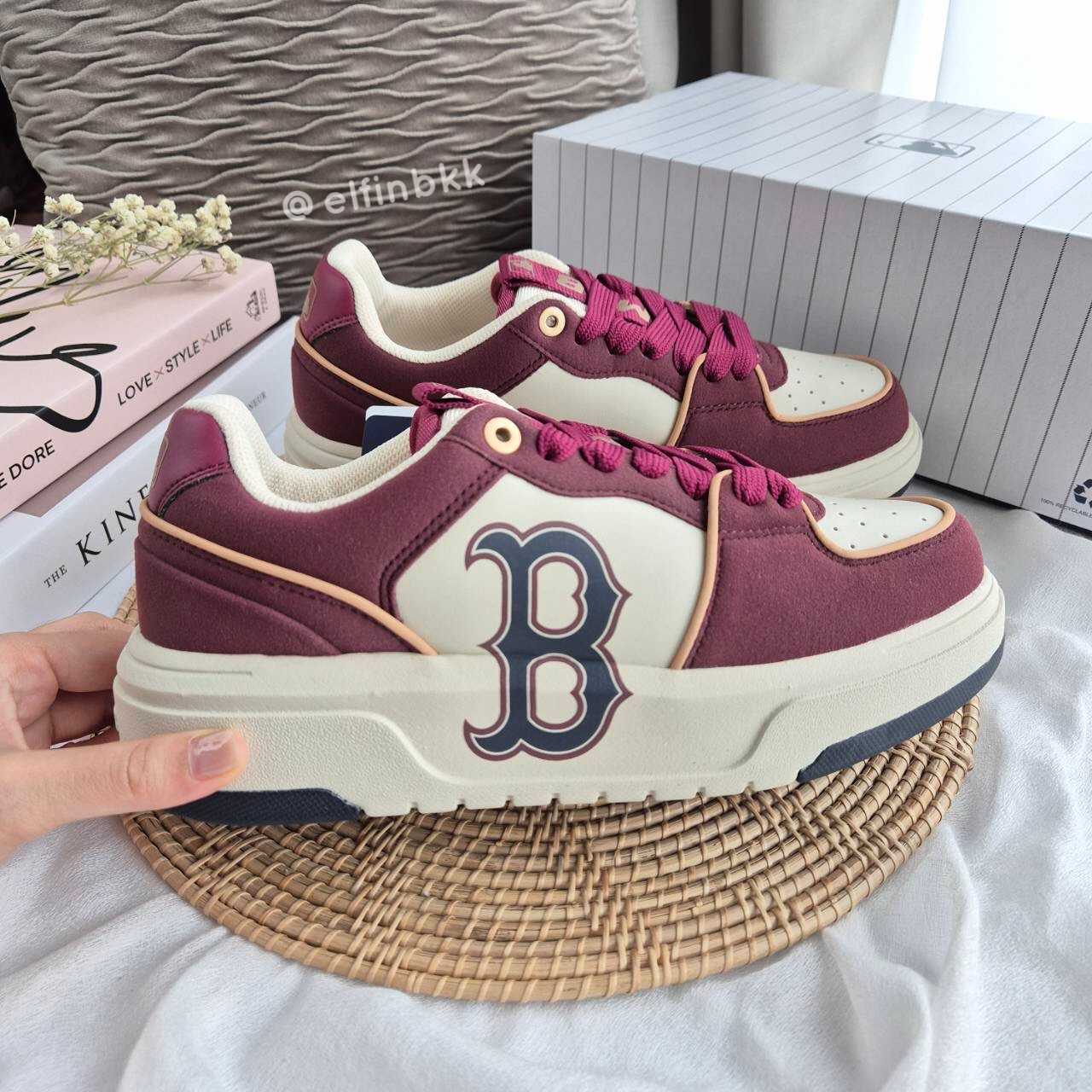 🚨Clearance Sale🚨 MLB Chunky Liner รองเท้าเสริมส้นสีเขียว สีแดง สีเรดไวน์