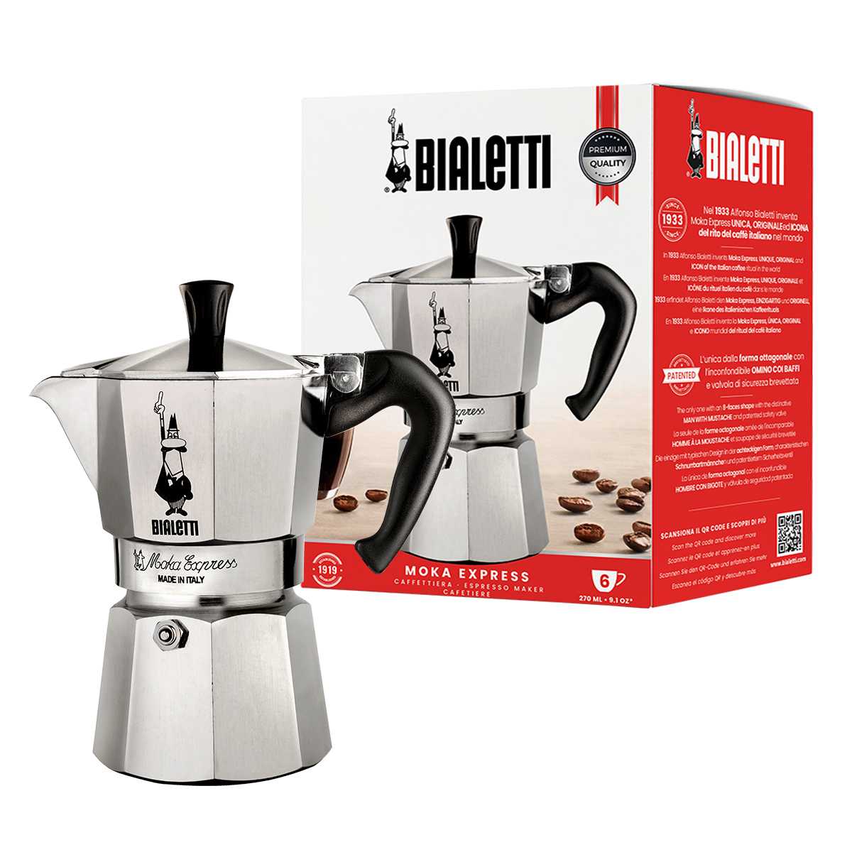 Bialetti หม้อต้มกาแฟ Moka Pot รุ่นโมคาเอ็กซ์เพรส ขนาด 6 ถ้วย/BL-0001163