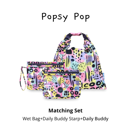 Matching Set: Popsy Pop (Wet Bag+Daily Buddy Starp+Daily Buddy)