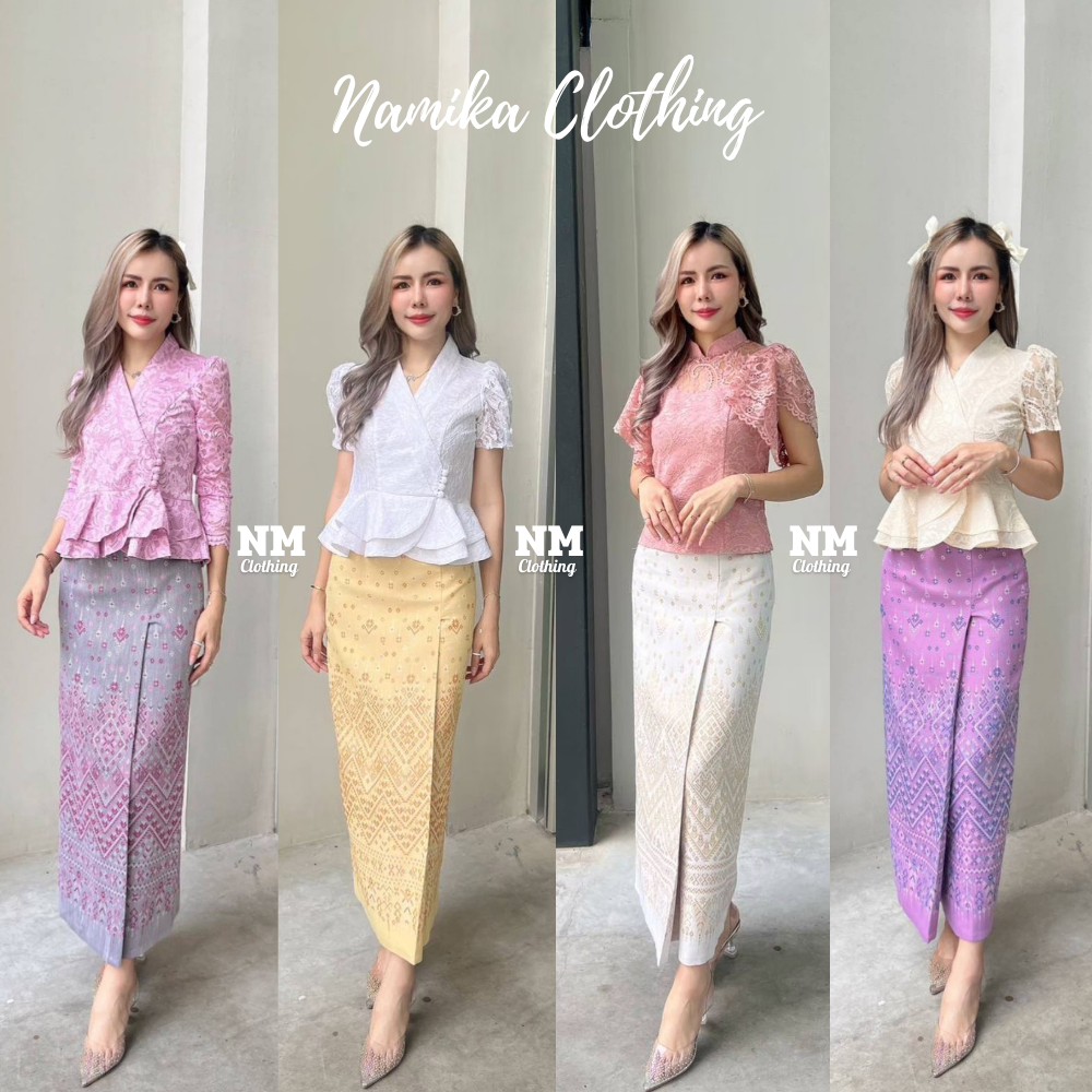 ผ้าถุงผ้าฝ้ายทอลาย ลายแพรวา เทียนหยด สีพาสเทล งานป้ายสำเร็จ ซิปหลัง มี SIZE S-3XL อัดกาว