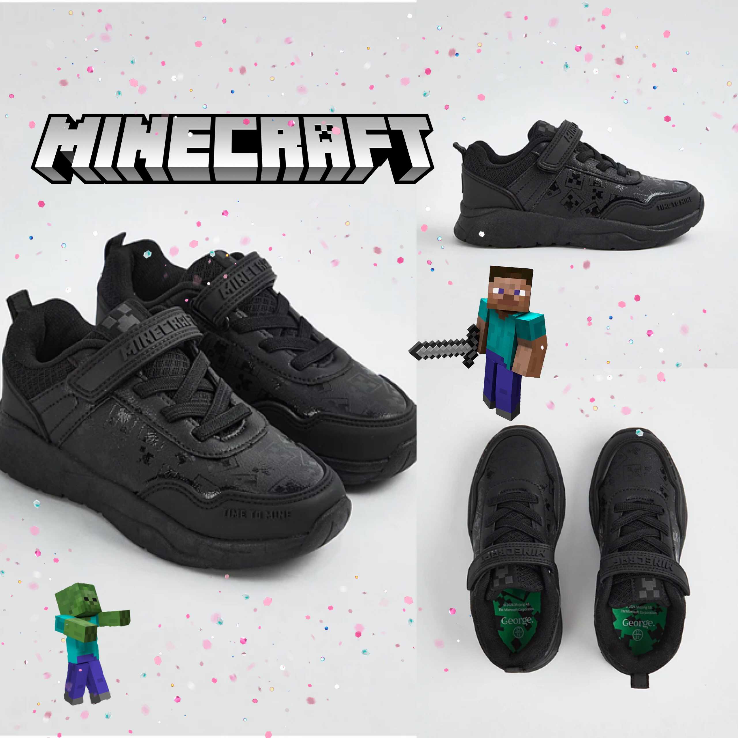 Preorder12-18วัน-(UK) SizeUK10-UK4 ลิขสิทธิ์แท้ รองเท้านักเรียน MineCraft