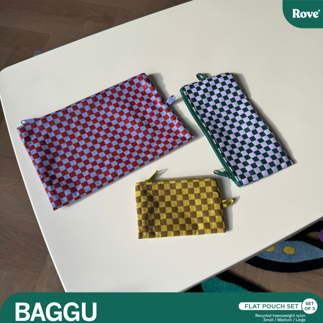 BAGGU Flat Pouch Set - Jewel Checks