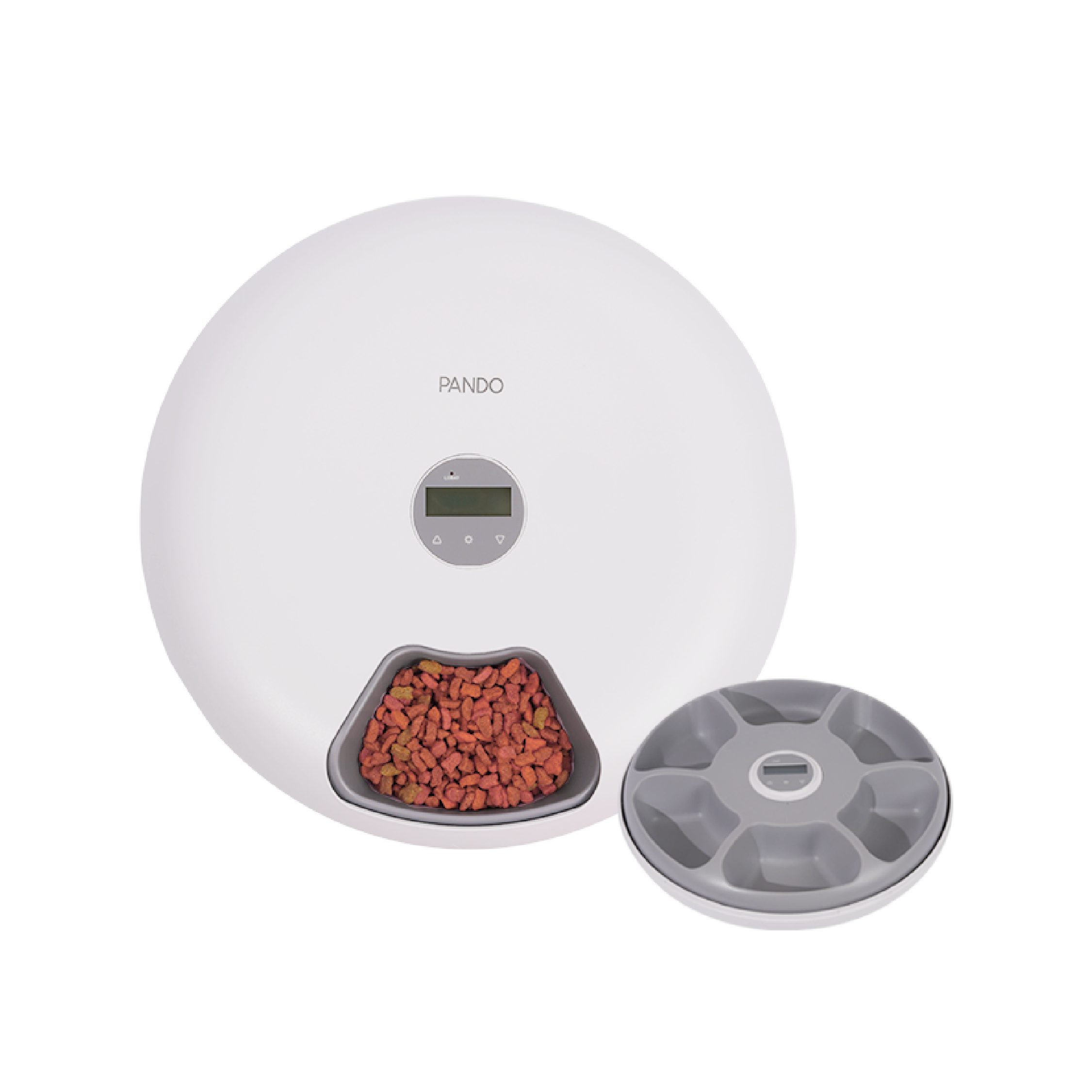 PANDO Pet Spin Feeder 6-Meal - White เครื่องให้อาหารสัตว์เลี้ยงแบบหมุน 6 ช่อง ตั้งเวลาได้ dogs.haus