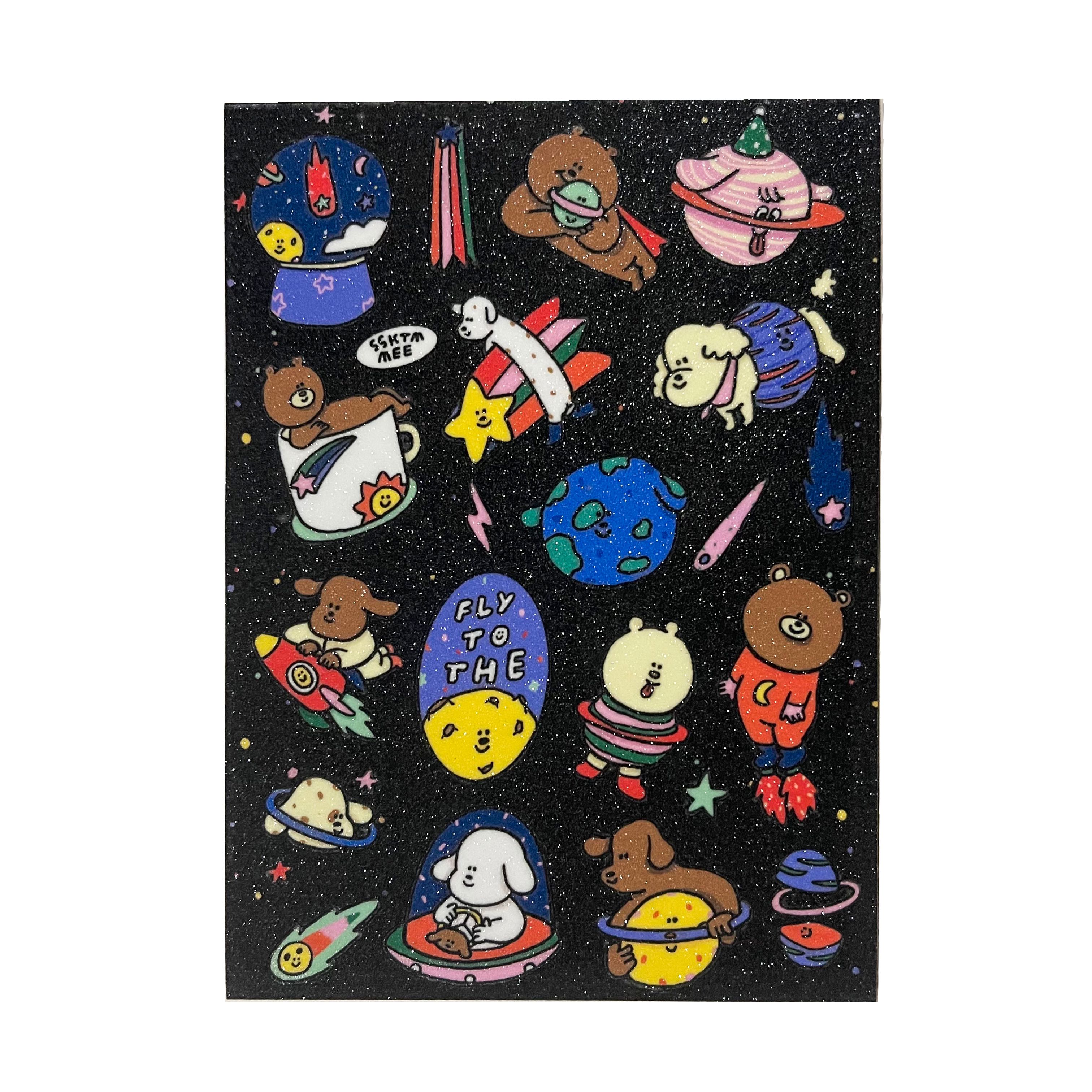 glitter sticker - galaxy