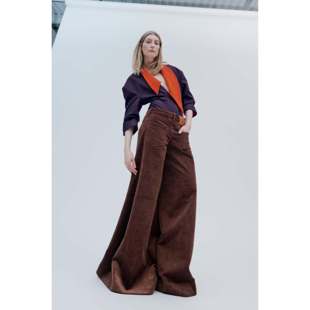 A.W.A.K.E. MODE CORD WIDE LEG JEAN PANT - TAN