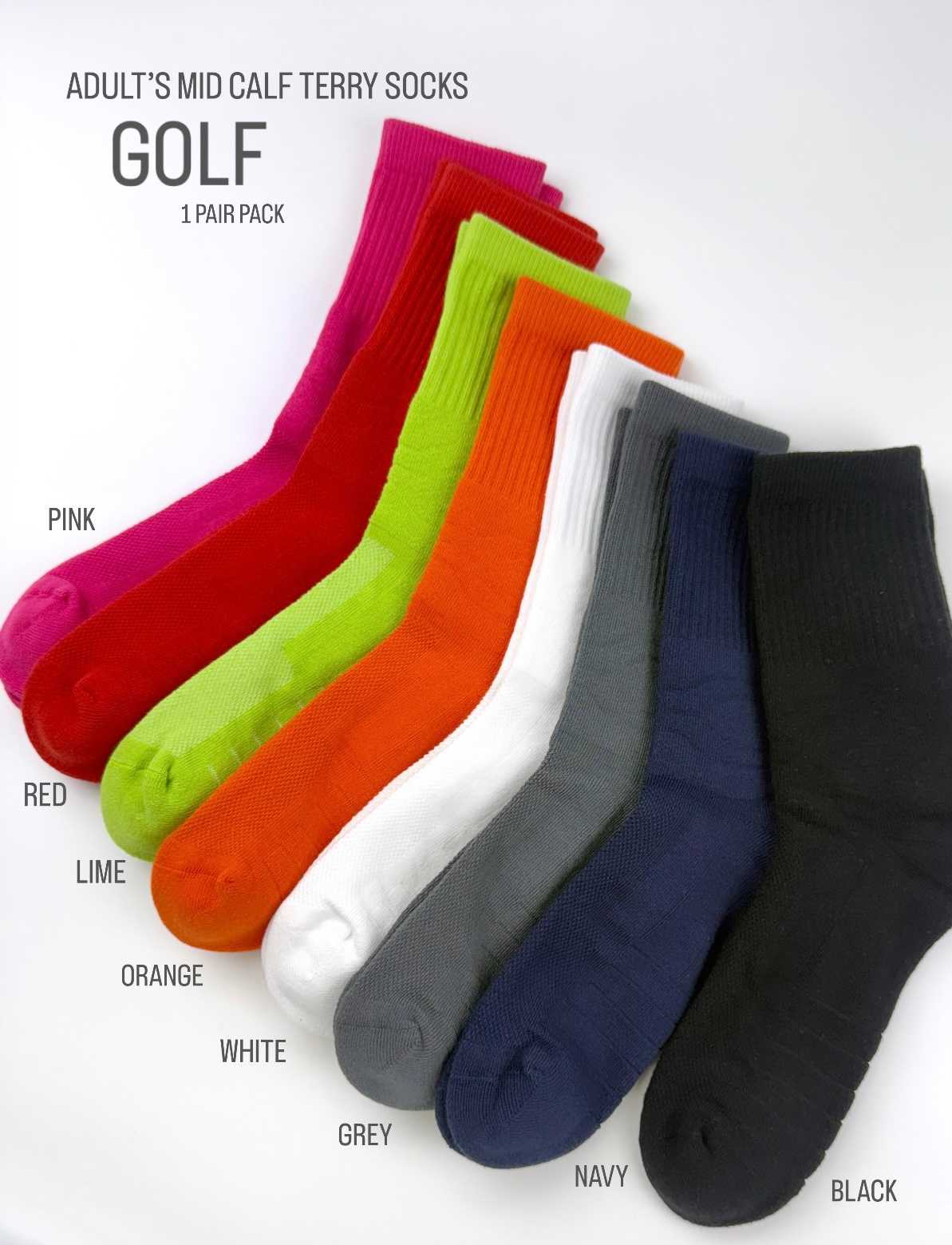 สินค้าใหม่ ถุงเท้ากีฬาขนหนูผู้ใหญ่รุ่น Golf -  1 pair pack