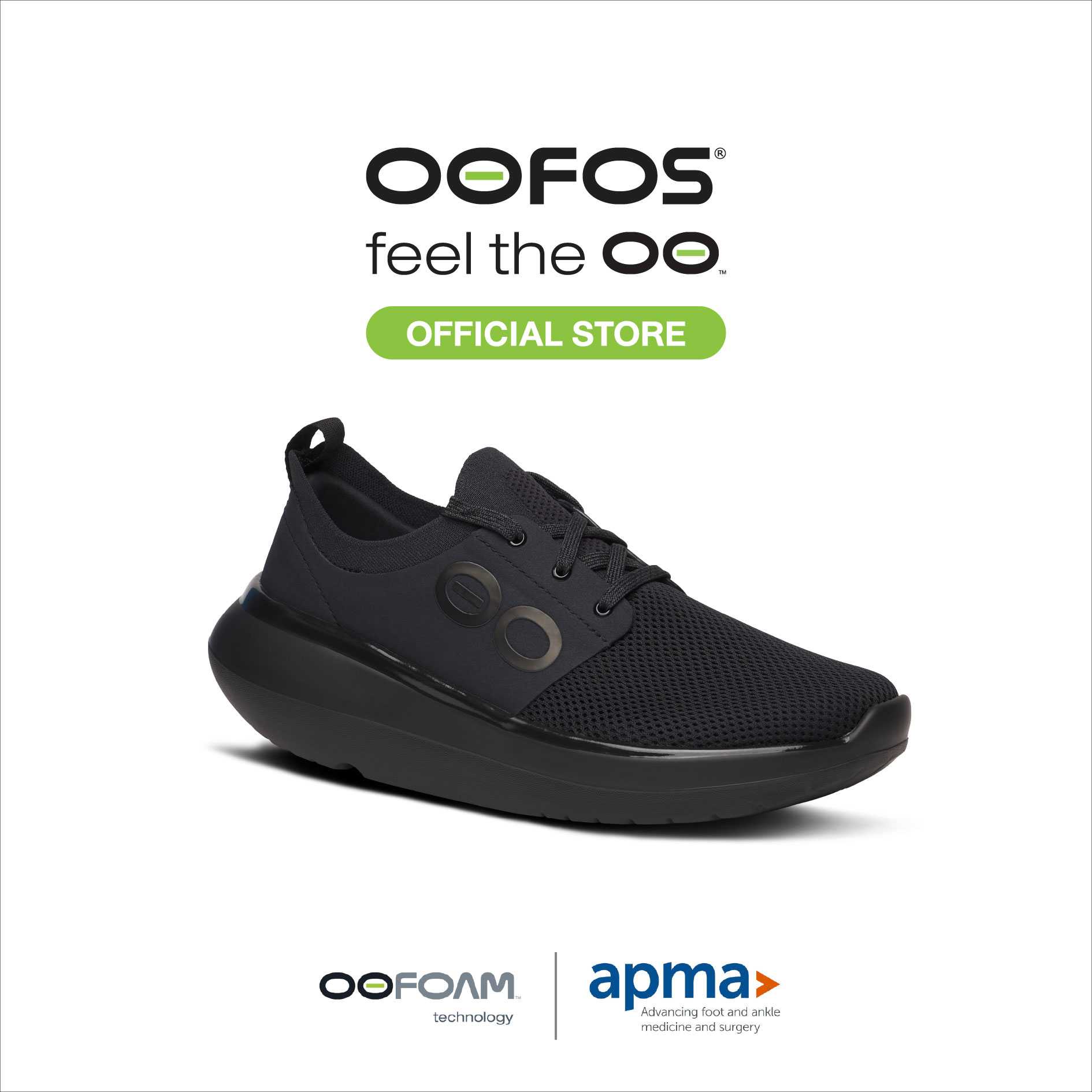 Women OOmy Stride Black - รองเท้าเพื่อการฟื้นฟู