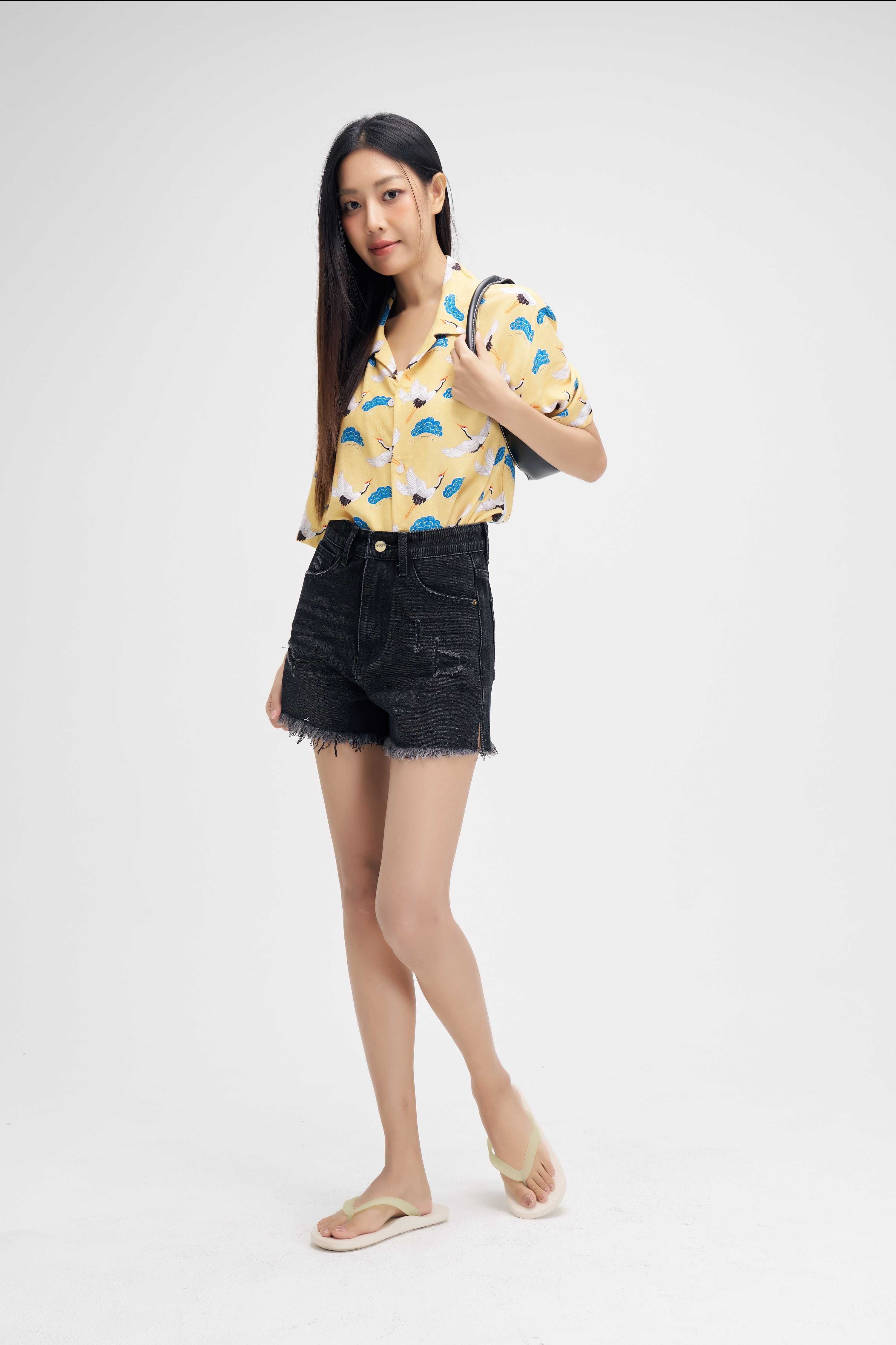 Niyom Jeans collection Aloha : รุ่น NYJ65-2 กางเกงยีนส์ขาสั้นผู้หญิง