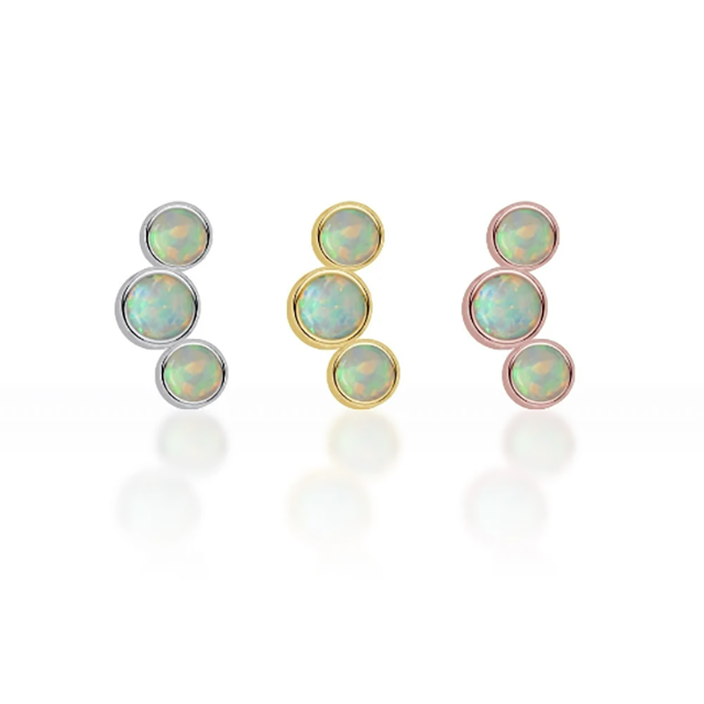 PiercingRoomByJay  3 Opal Screw Flat Back จิวโค้งโอปอล เงินแท้ (ราคาต่อชิ้น)